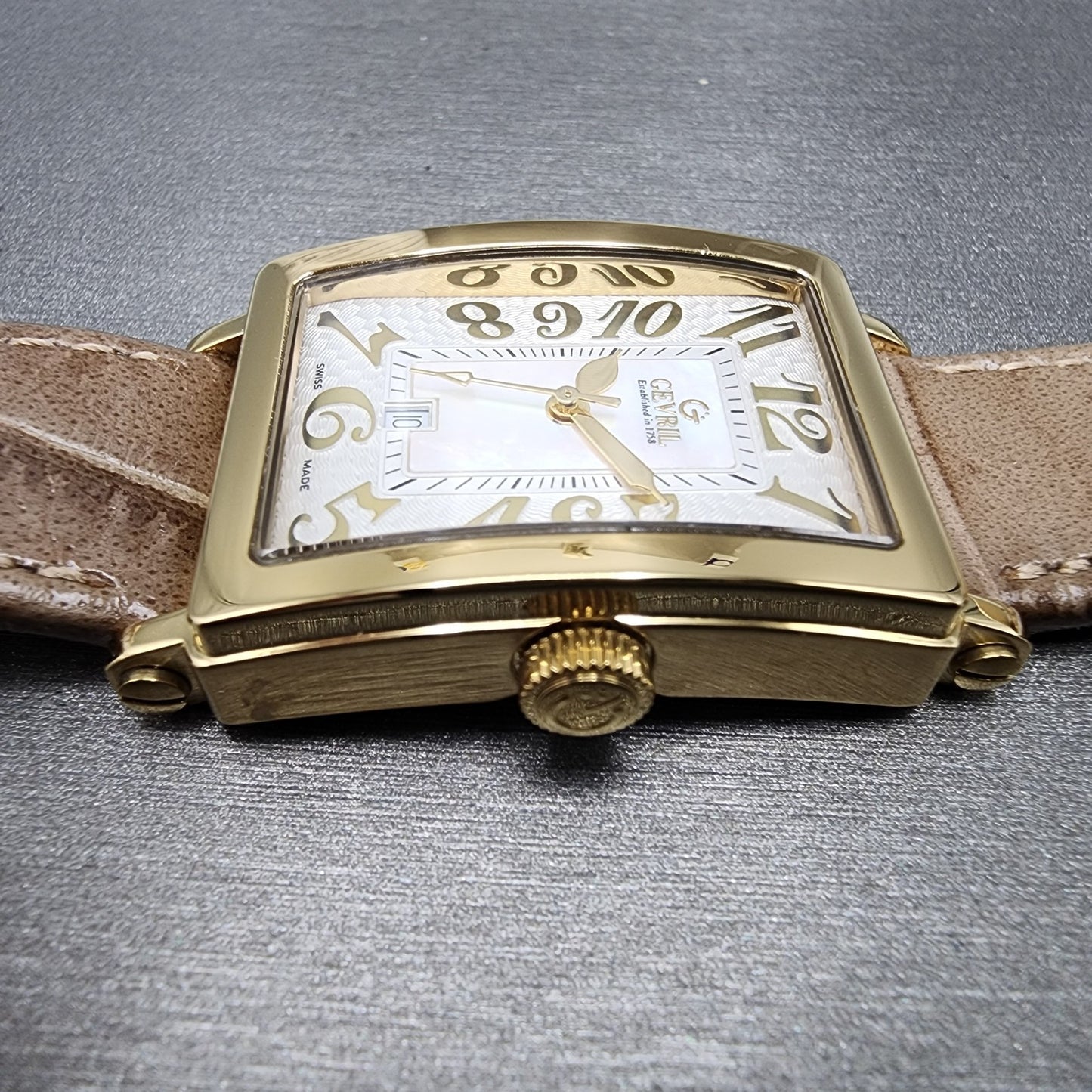 Gevril Avenue Of Americas Watch Women 26mm MOP Dial Gold Tone Date Rectangle2