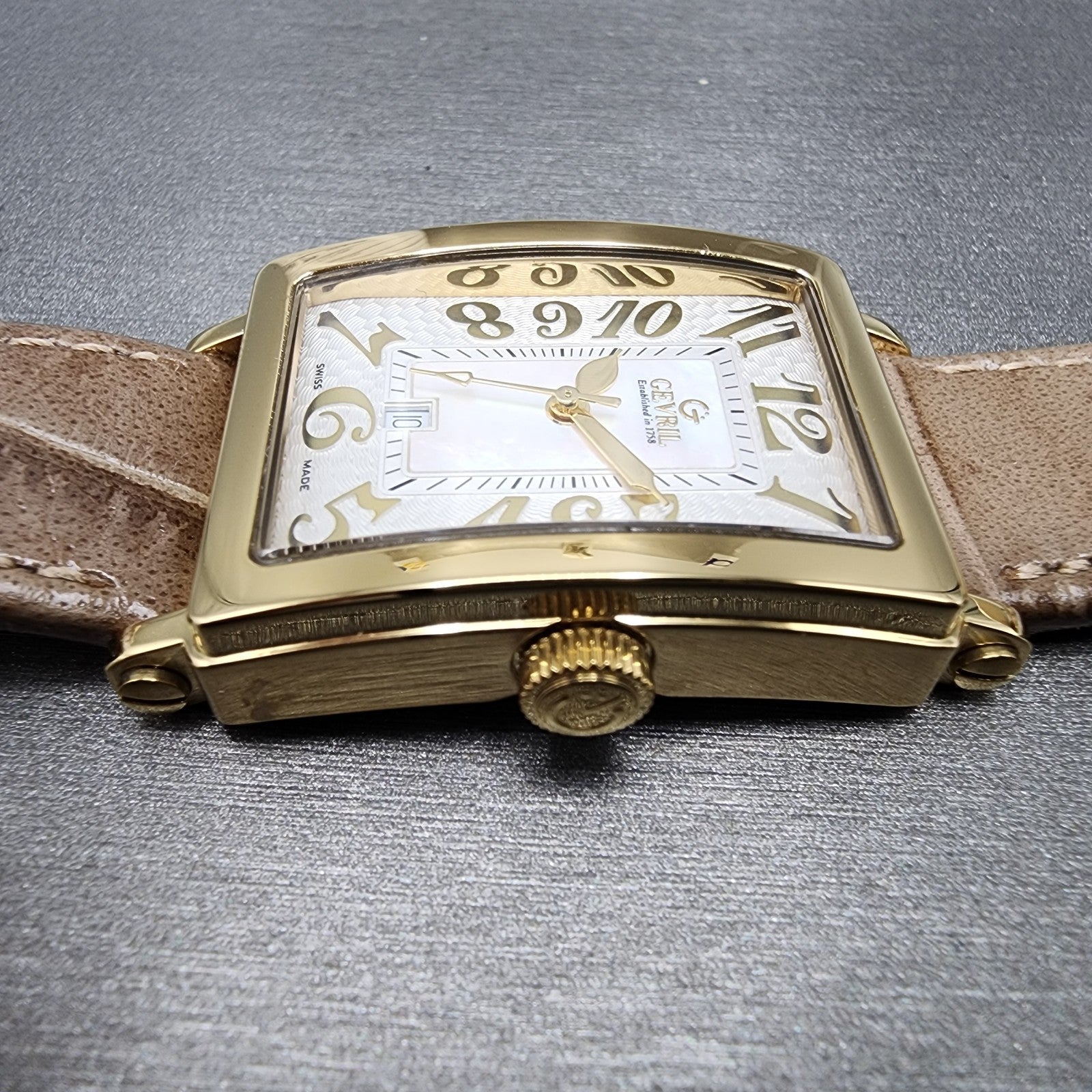 Gevril Avenue Of Americas Watch Women 26mm MOP Dial Gold Tone Date Rectangle2