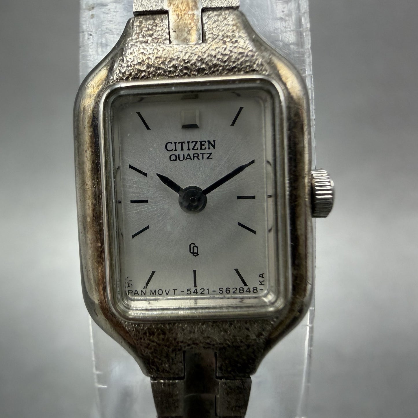 Citizen CQ Watch Women 13mm Silver Dial Silver Tone Rectangle New Battery ABC1