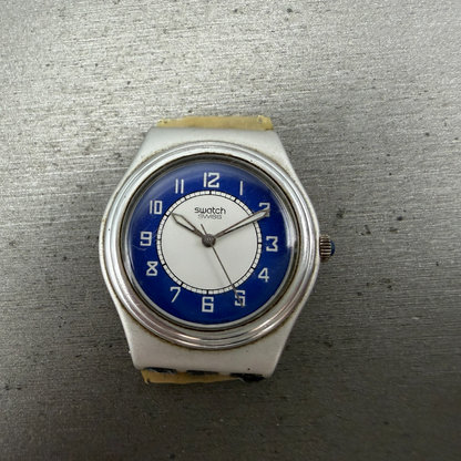Swatch Medium La Piazza Watch Women 33mm Blue Dial Silver Tone YLS1001 New Batt0
