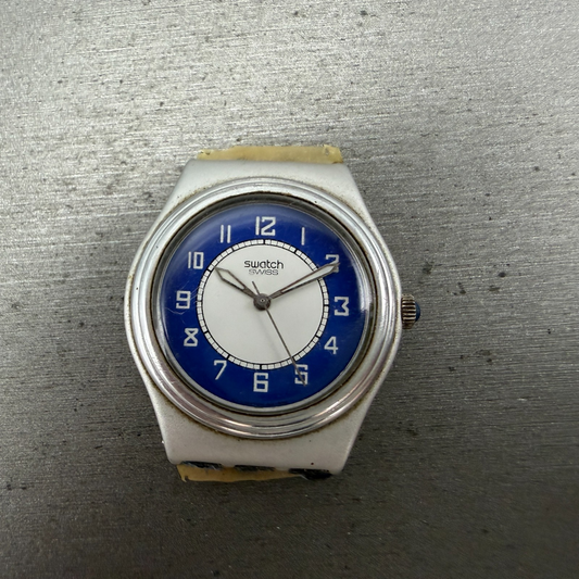 Swatch Medium La Piazza Watch Women 33mm Blue Dial Silver Tone YLS1001 New Batt0