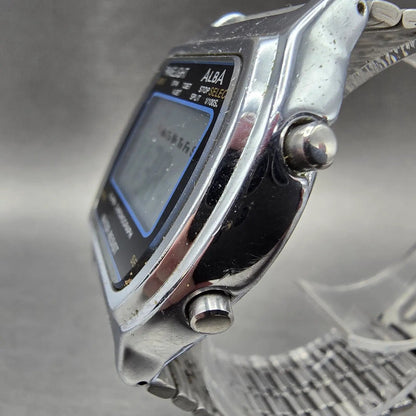Alba Digital Watch Men 36mm Silver Alarm Chronograph Y7354A40 READ!!!!! New Batt2