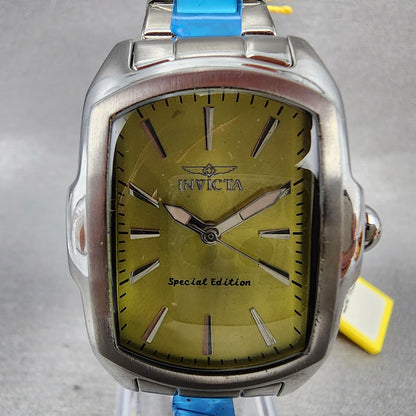 Invicta Lupah Watch Women 26mm Yellow Dial Silver Tone Rectangle 24115 New Batt1