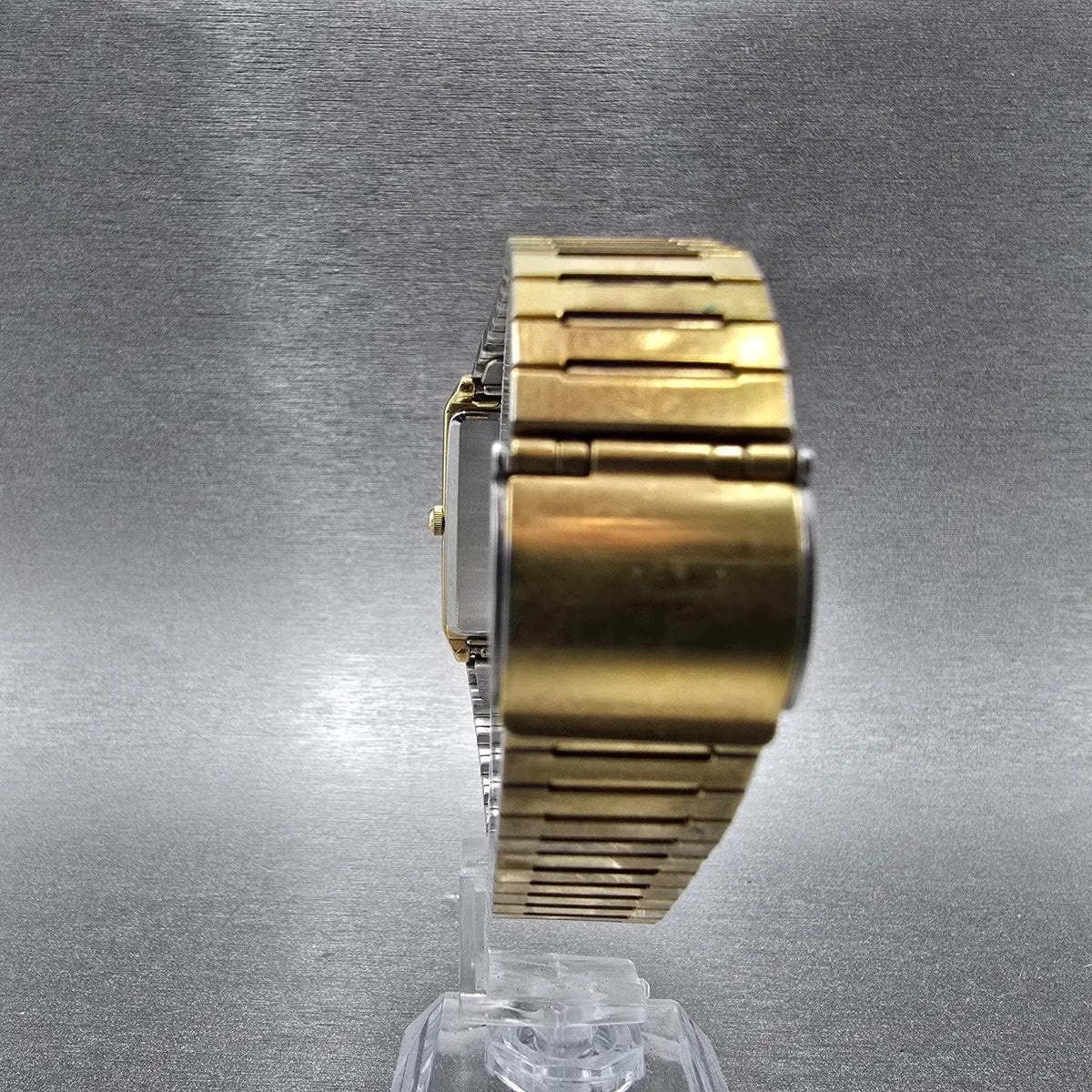 Seiko Tank Watch Men 27mm Gold Dial Gold Date 6439 Movement 5089 VTG PARTS8