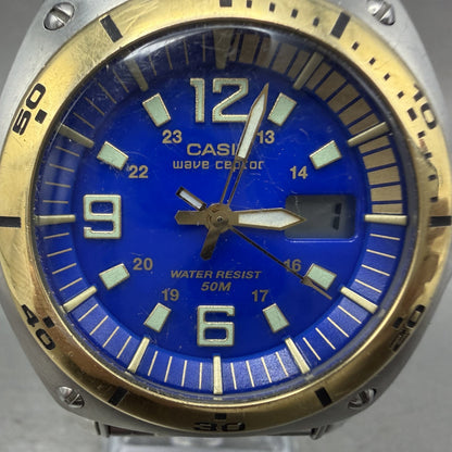 Casio Waveceptor Watch Men 43mm Blue Dial Two Two Daydate WVQ200HA Works1