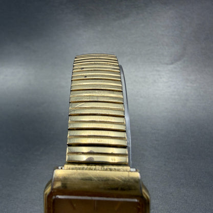 Seiko Tank Watch Men 26mm Champagne Dial Gold Tone Date Rectangle 5Y32-5129 PART5
