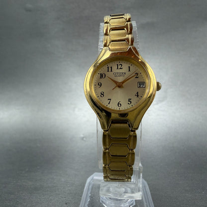 Citizen Watch Women 23mm Champagne Dial Gold Tone Round Date 1012-S072689 NewBat5