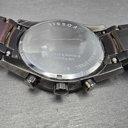 Fossil Chronograph Watch Men 49mm Black Dial Black Tone Date Round FS4446 PARTS12