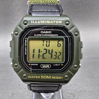 Casio Illuminator W-218H Watch Men 43mm Green Alarm Chrono Digital New Battery0