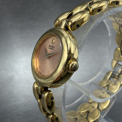 Seiko Watch Women 19mm Pink Dial Gold Tone Round 4N00-1138 New Battery2