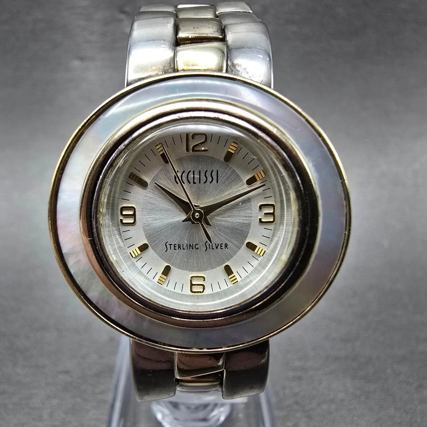 Ecclissi Watch Women 27mm Silver Dial Two Tone Sterling Silver 32250 New Battery1