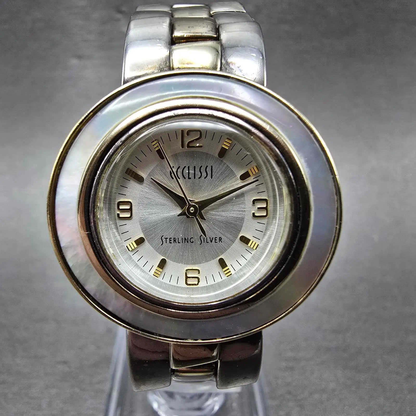 Ecclissi Watch Women 27mm Silver Dial Two Tone Sterling Silver 32250 New Battery1