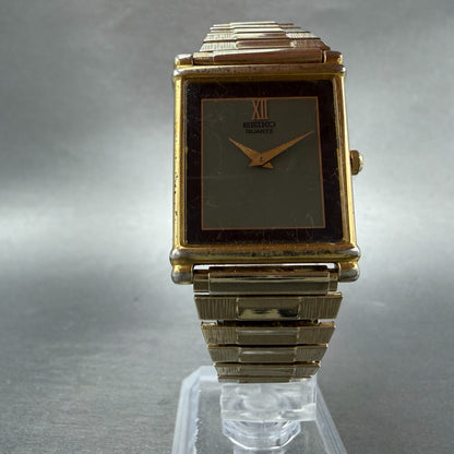 Seiko Tank Watch Men 25mm Gray Dial Gold Tone Rectangle 6530-5399 New Battery5