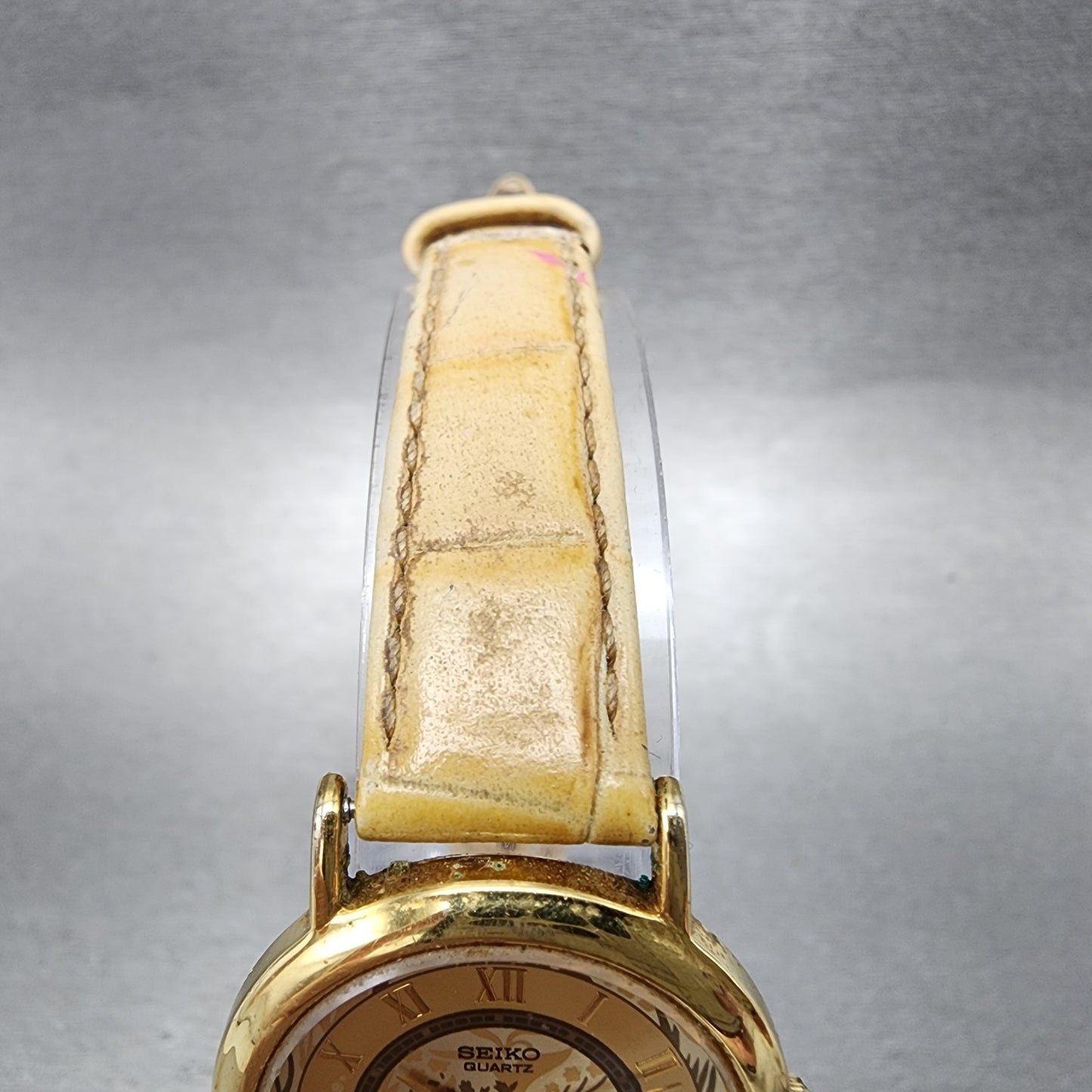 Seiko Watch Women 26mm Gold Floral Dial Gold Tone Round 1n000d59 New Battery4