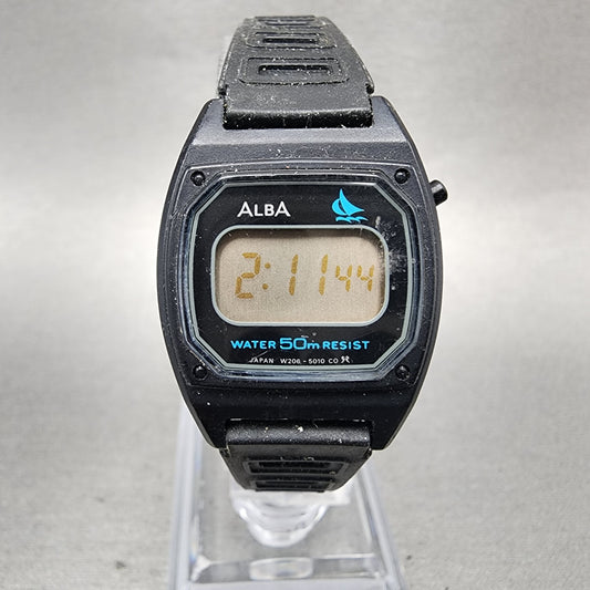 Seiko Alba Digital Watch Women 23mm Black Dial Black Tone W2065010 New Battery0