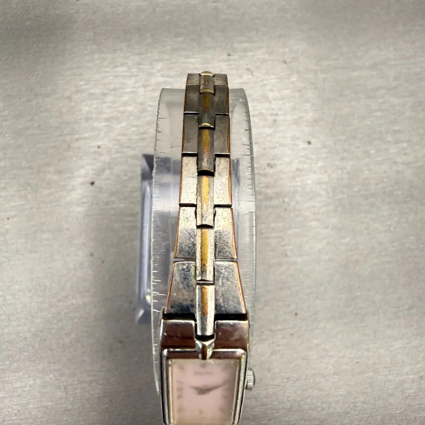 Seiko Watch Women 13mm Pink Dial Silver Tone Rectangle 2E20-0AY0 New Battery VTG4