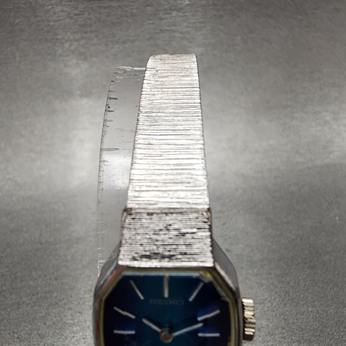 Seiko Watch Women 18mm Blue Dial Silver Tone Manual Octagon 113770 Runs4