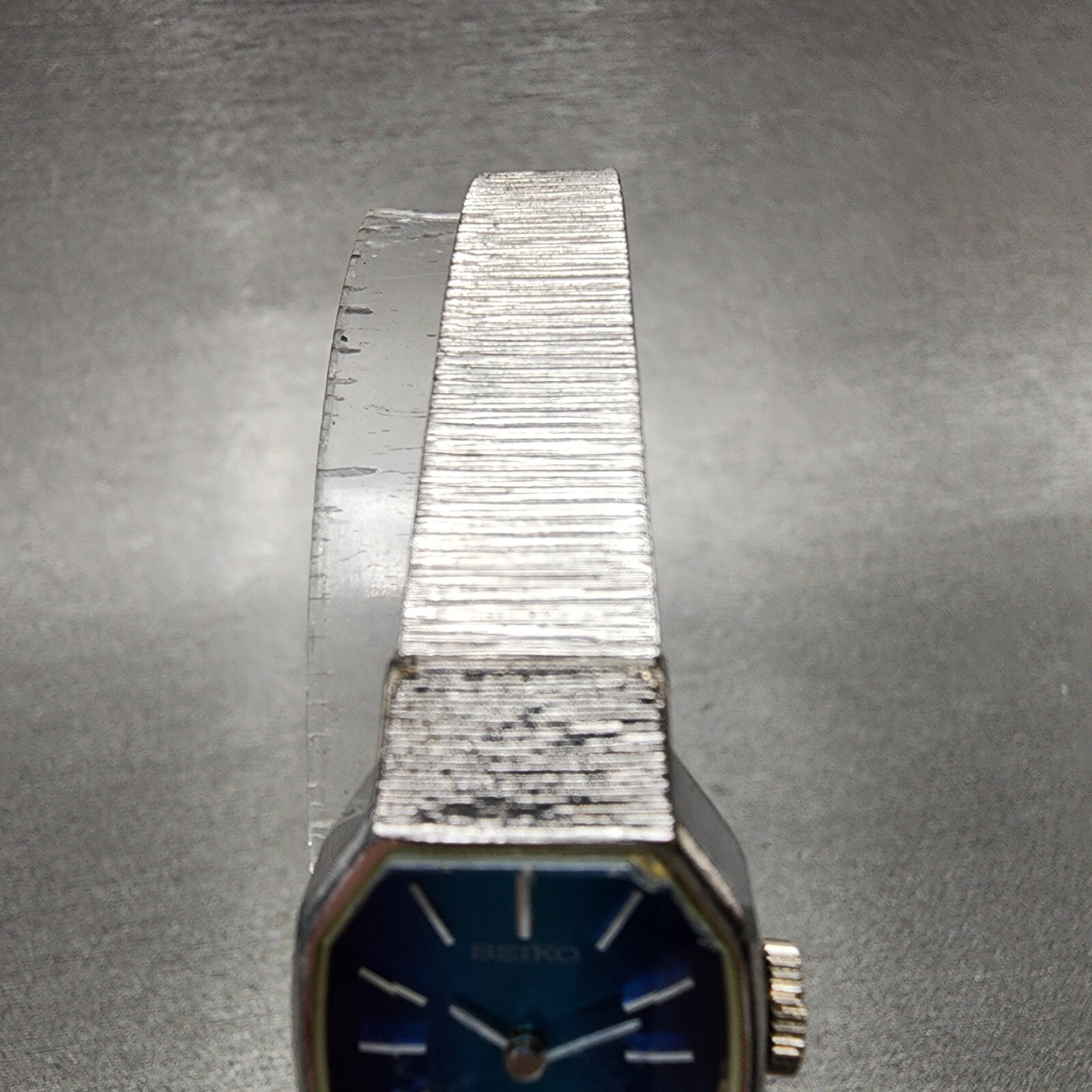 Seiko Watch Women 18mm Blue Dial Silver Tone Manual Octagon 113770 Runs4