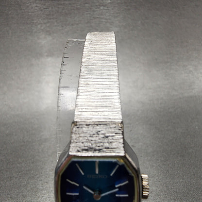 Seiko Watch Women 18mm Blue Dial Silver Tone Manual Octagon 113770 Runs4