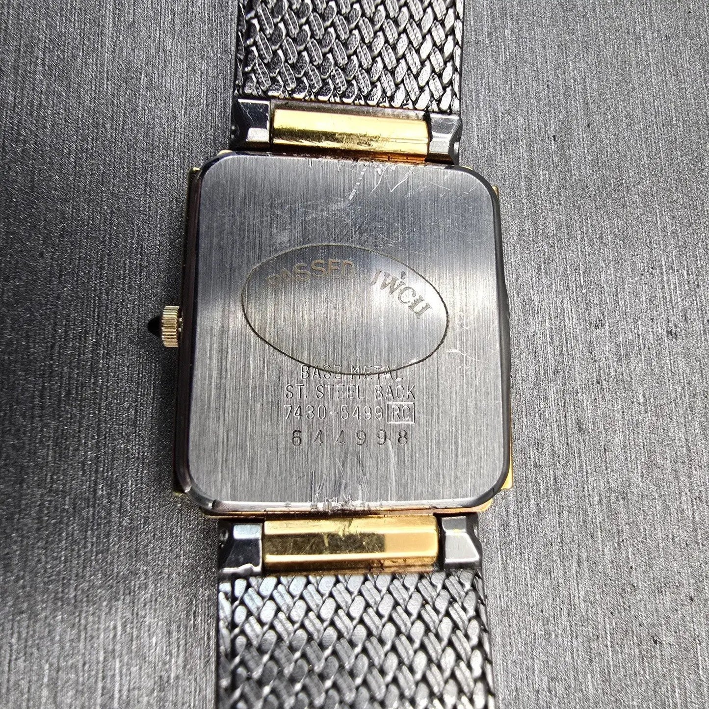Seiko Watch Men 25mm Black Dial Gold Tone Rectangle 7430-5499 New Battery VTG10