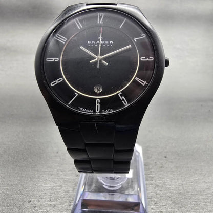 Skagen Watch Men 40mm Black Dial Black Tone Date Titanium Round 801XLTBXB NewBat5