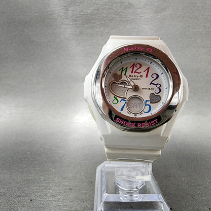 Casio BabyG Watch Women 38mm White Dial White Case Round BGA101 New Battery5