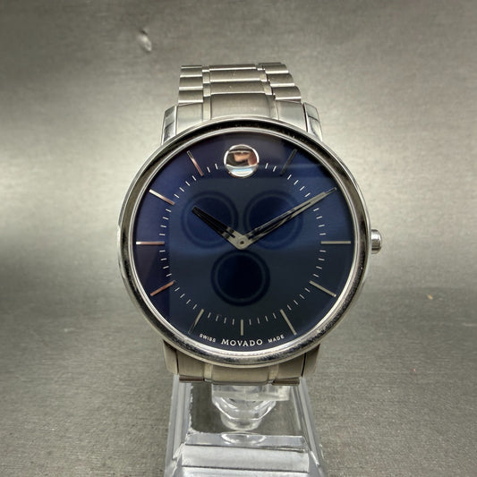 Movado Thin Classic Watch Men 40mm Blue Dial Steel 0606687 39.1.14.1208 PARTS0
