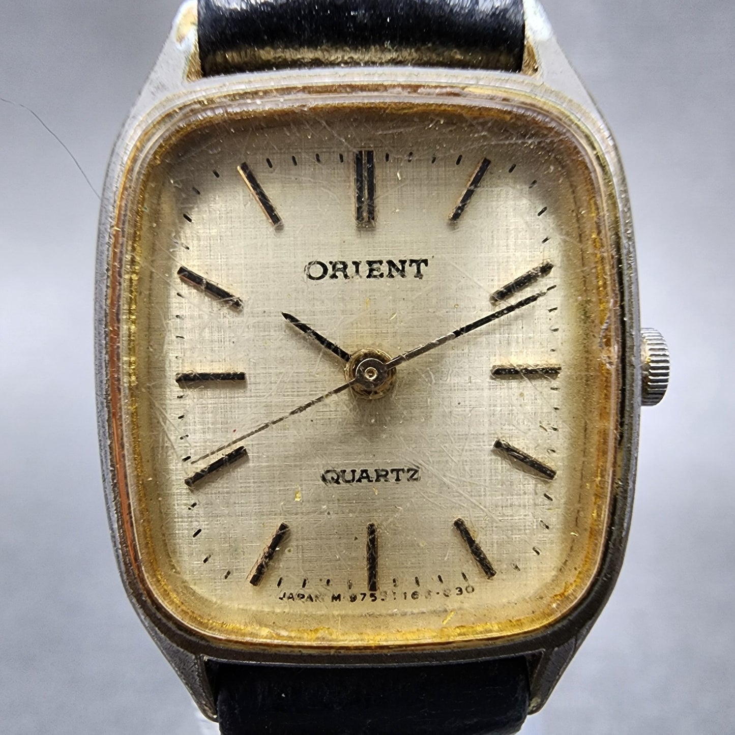 Orient Tank Watch Women 20mm Champagne Dial Gold Tone Rectangle New Batt1