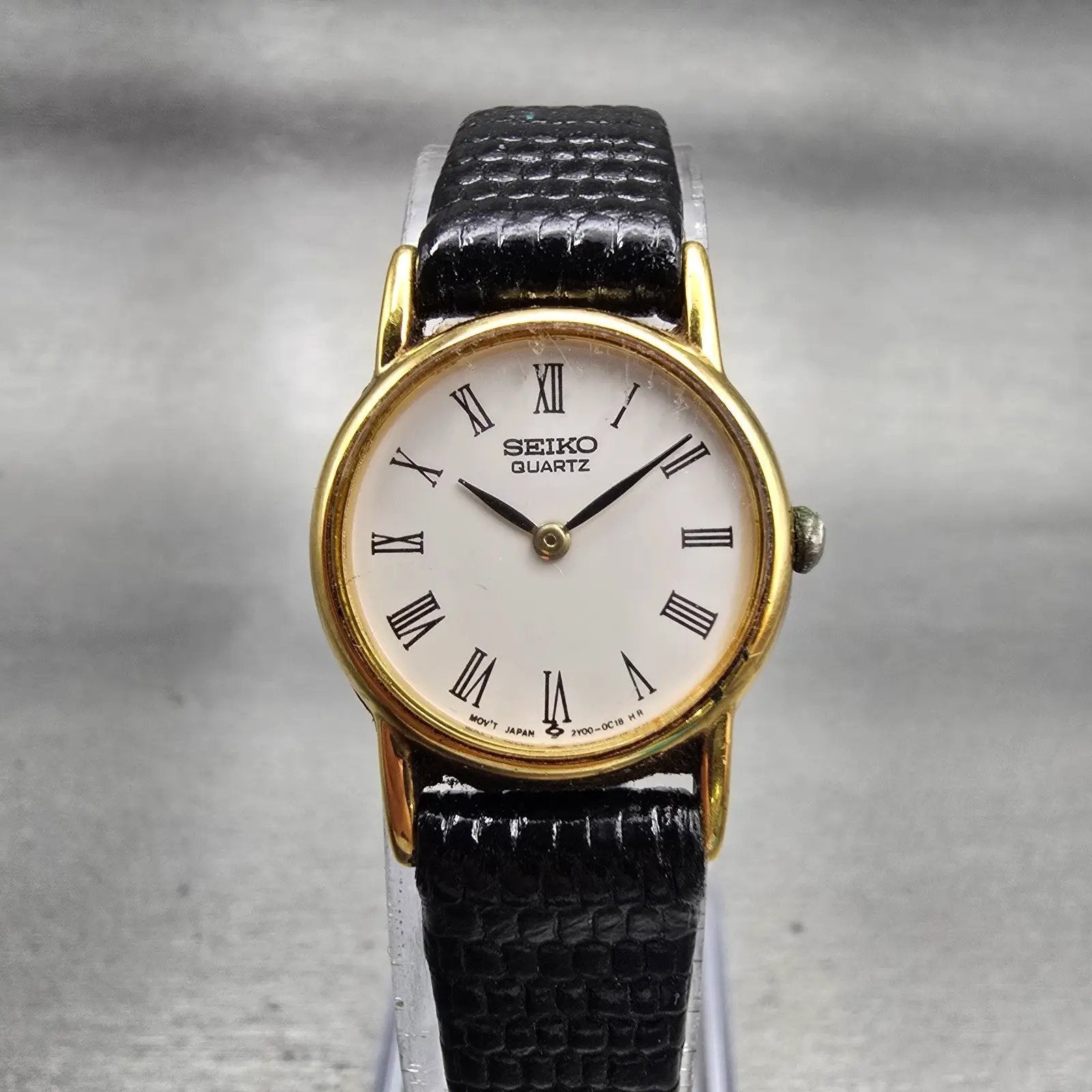 Seiko Watch Women 20mm White Dial Gold Tone Round 2Y00-0A10 New Battery Vintage0