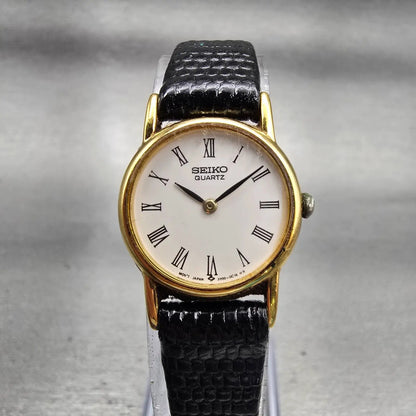 Seiko Watch Women 20mm White Dial Gold Tone Round 2Y00-0A10 New Battery Vintage0
