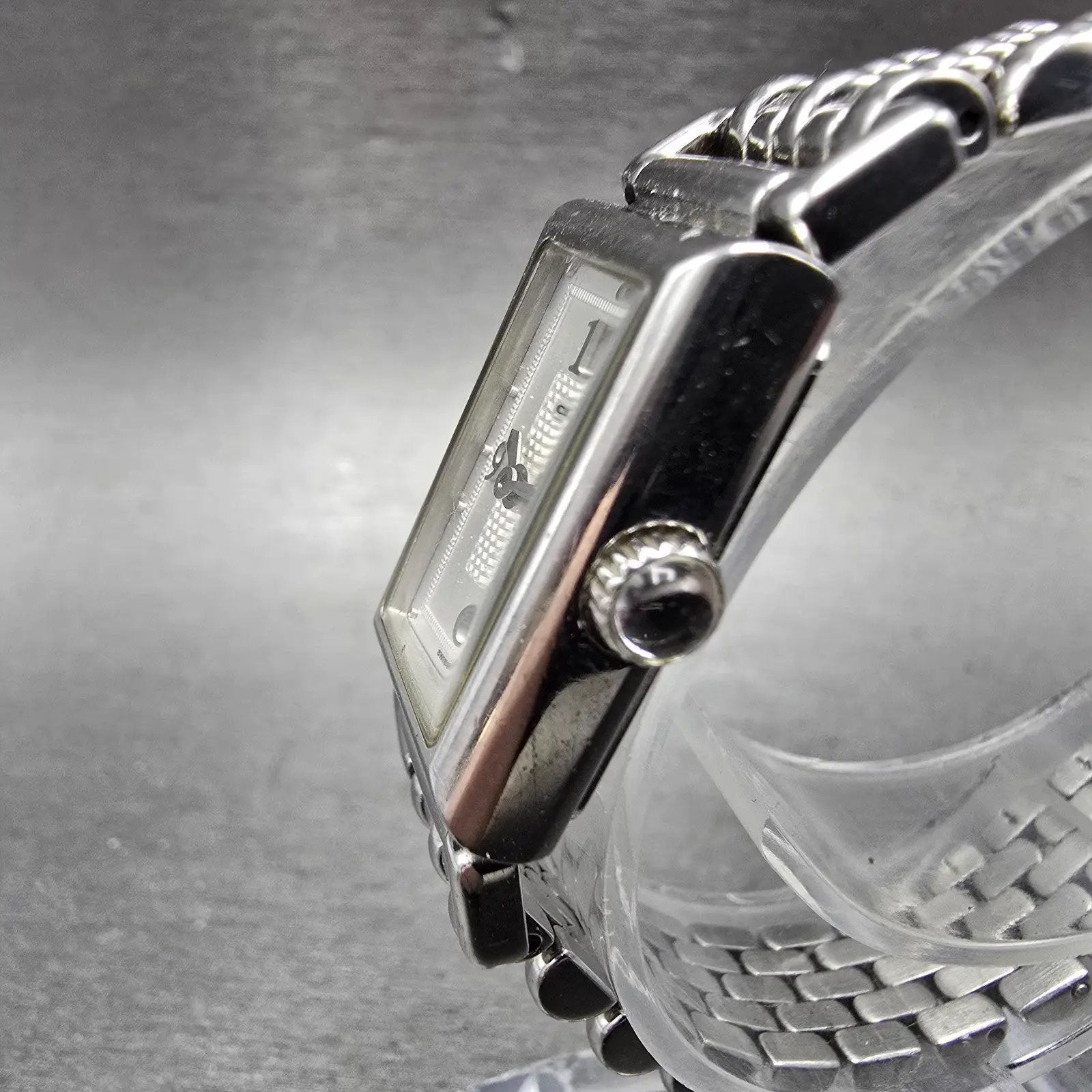 Coach Tank Watch Women 17mm White Dial Silver Tone Rectangle 0820 New Battery2