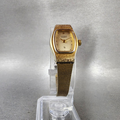 Citizen CQ Watch Women 16mm Champagne Dial Gold Tone 3220324099 New Battery5