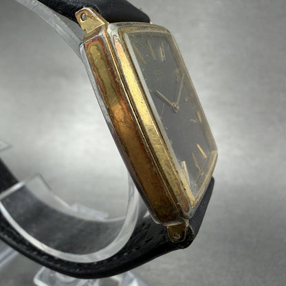Seiko Tank Watch Men 27mm Black Dial Gold Tone Rectangle 2620-5370 New Battery3