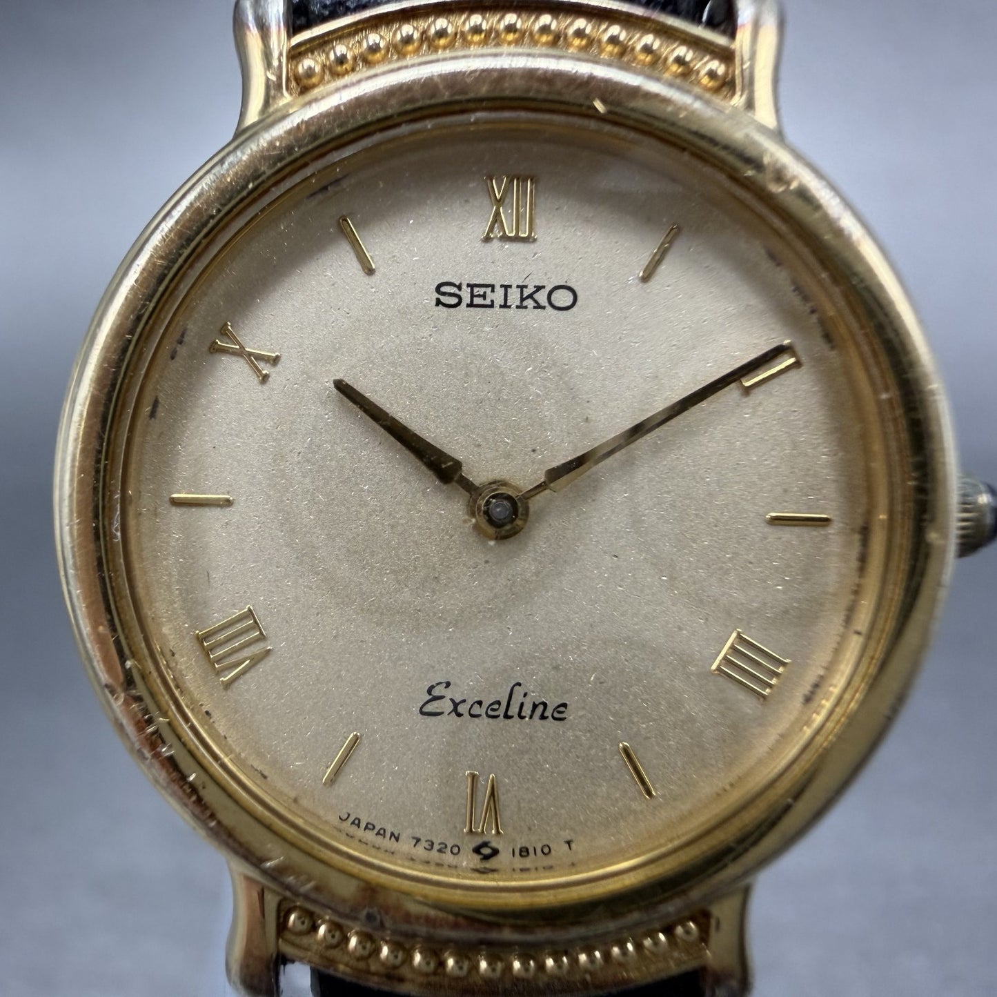 Seiko Exceline Watch 23mm Women Champagne Dial Gold Tone 7320-0370 New Battery1