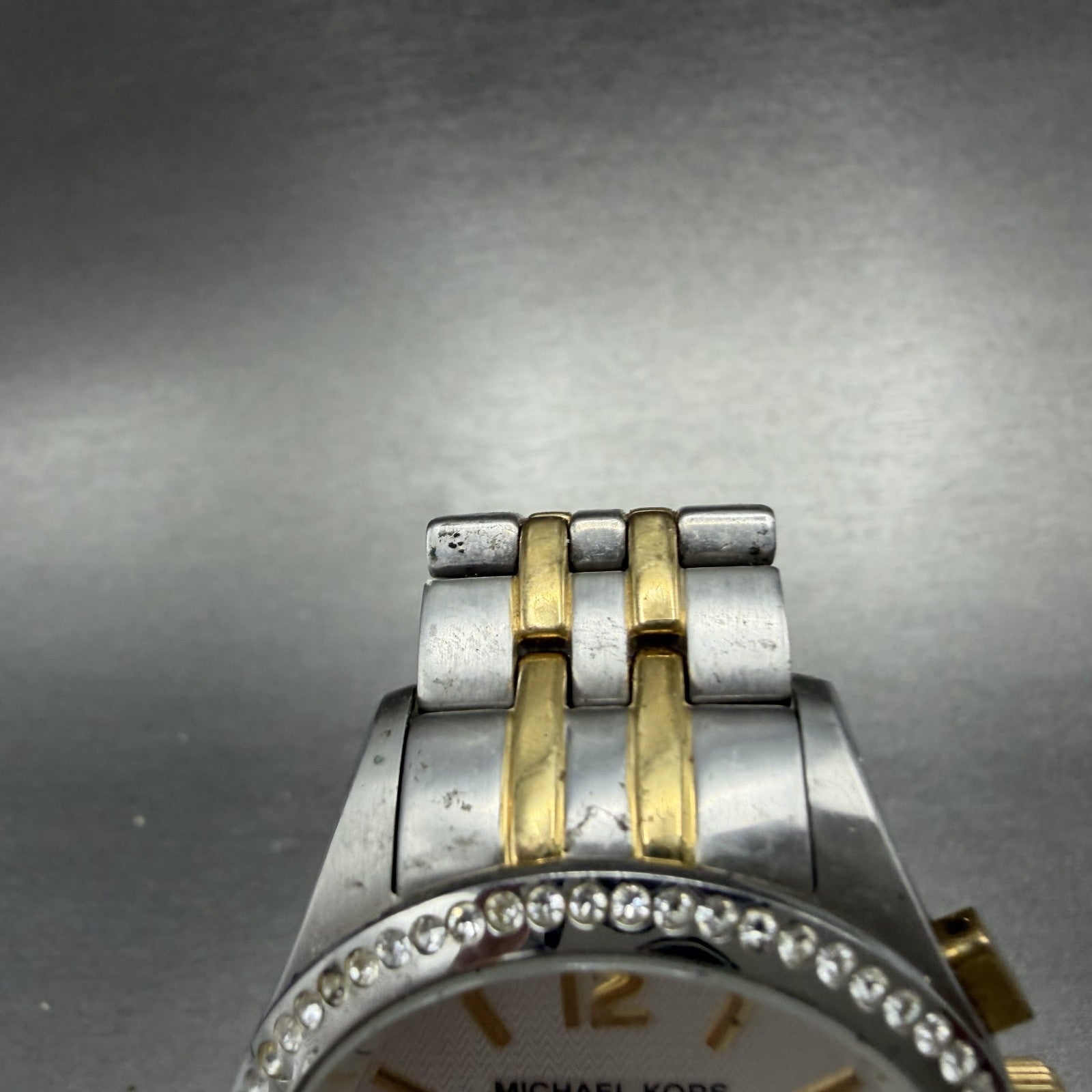 Michael Kors Chronograph Watch Women 38mm White Dial Two Tone Date MK-5098 Runs4