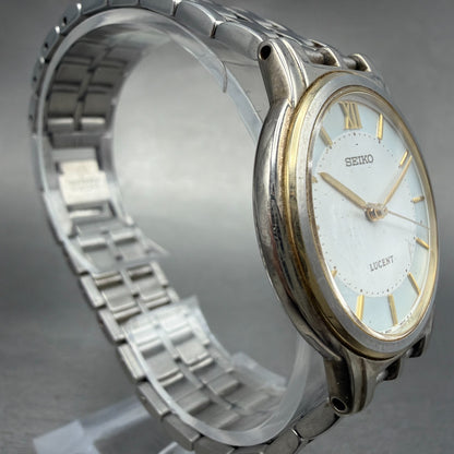 Seiko Lucent Watch Men 32mm White Dial Two Tone Round 5E21-6E90 PARTS4