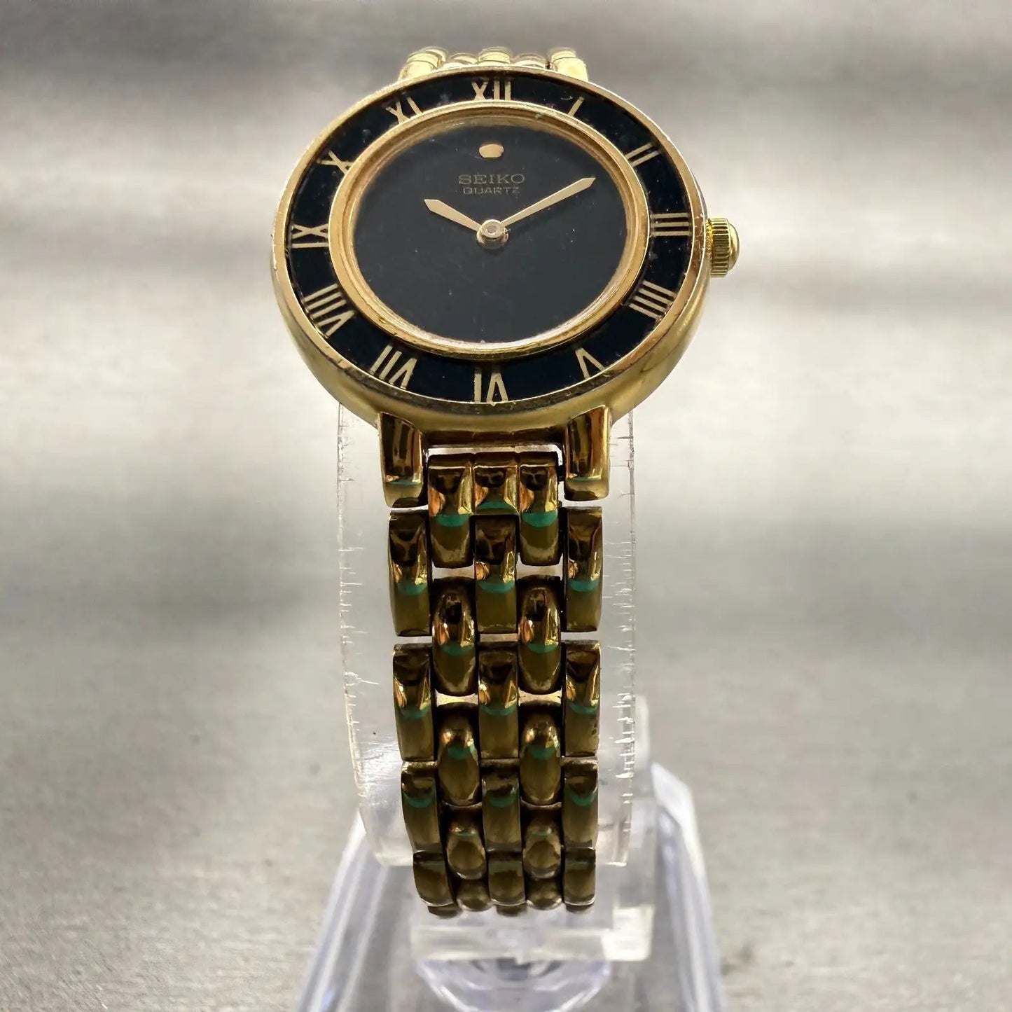 Seiko Watch Women 21mm Black Dial Two Tone Round 1N00-0D29 New Battery Vintage5
