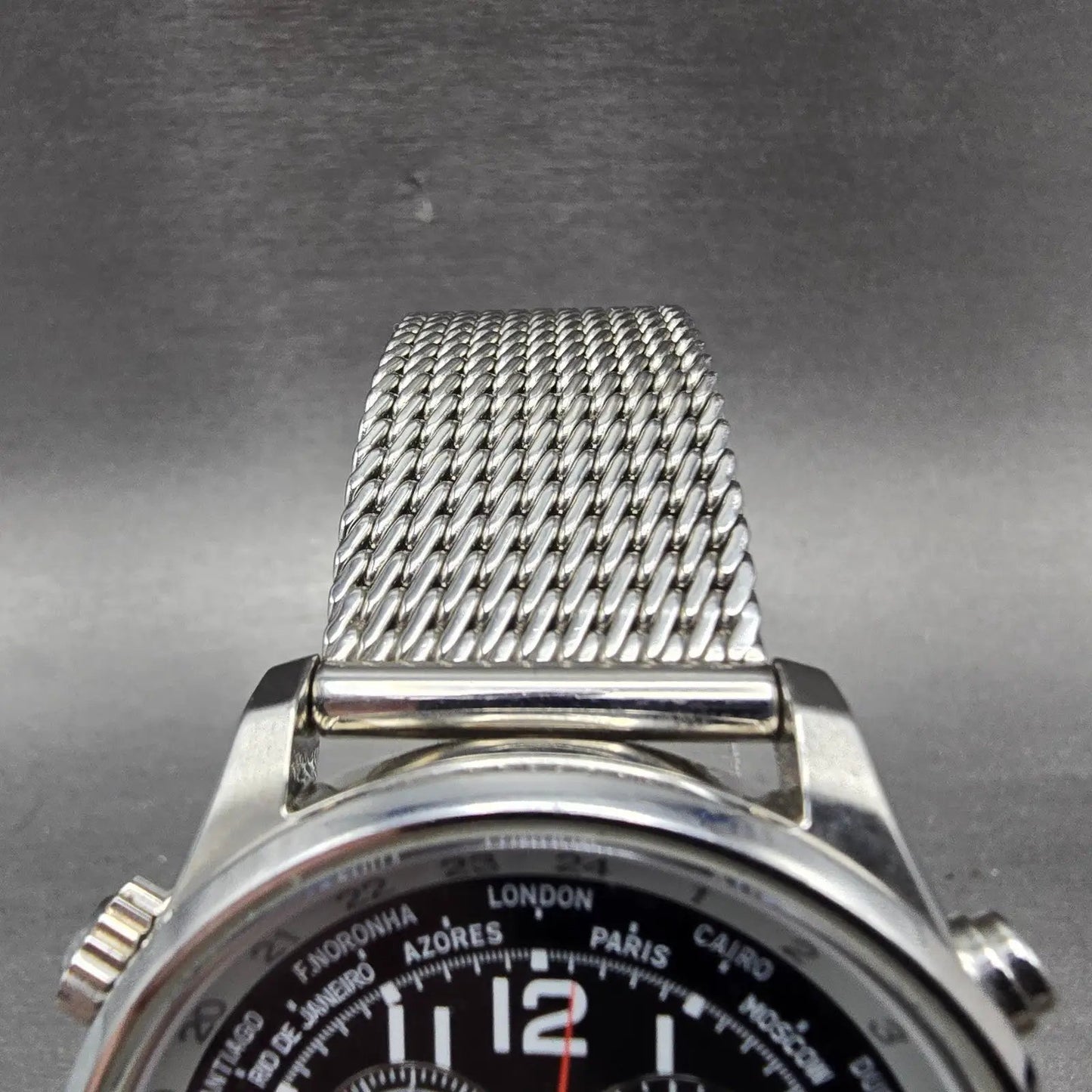 Citizen Eco-Drive World Timer Watch Men 43mm Black Dial Silver Tone Chrono Runs4