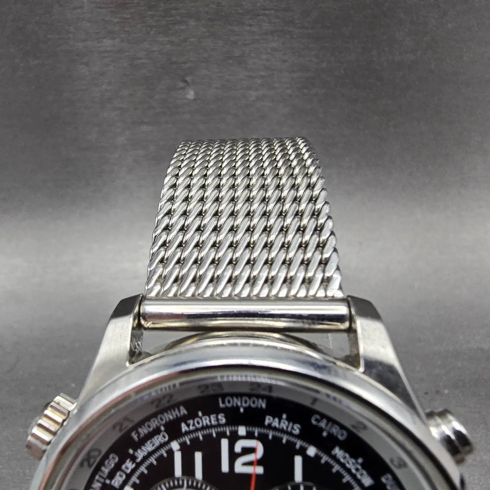 Citizen Eco-Drive World Timer Watch Men 43mm Black Dial Silver Tone Chrono Runs4