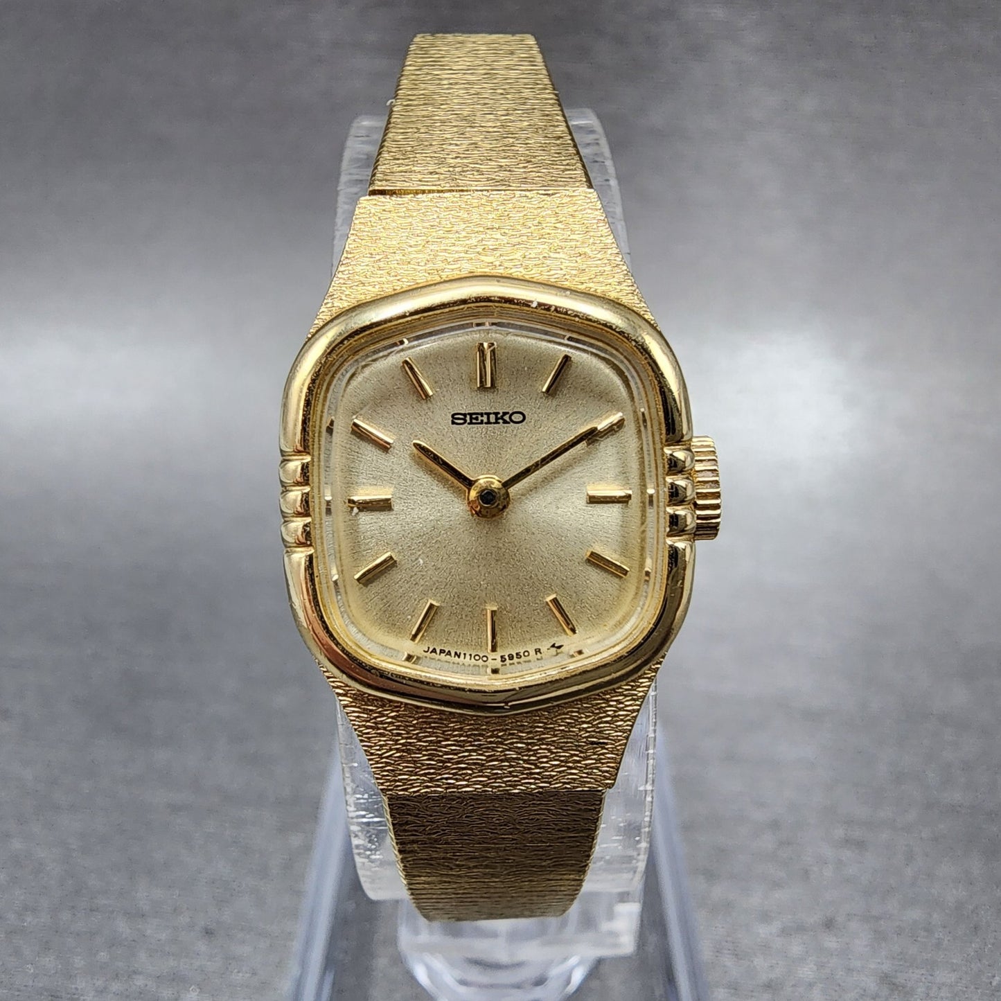 Seiko Watch Women 17mm Gold Dial Gold Gold Rectangle Manual Wind Runs 110055190