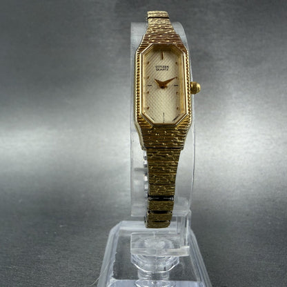 Citizen Watch Women 13mm Champagne Dial Gold Tone Octagon 5421-S64363 New Batt5