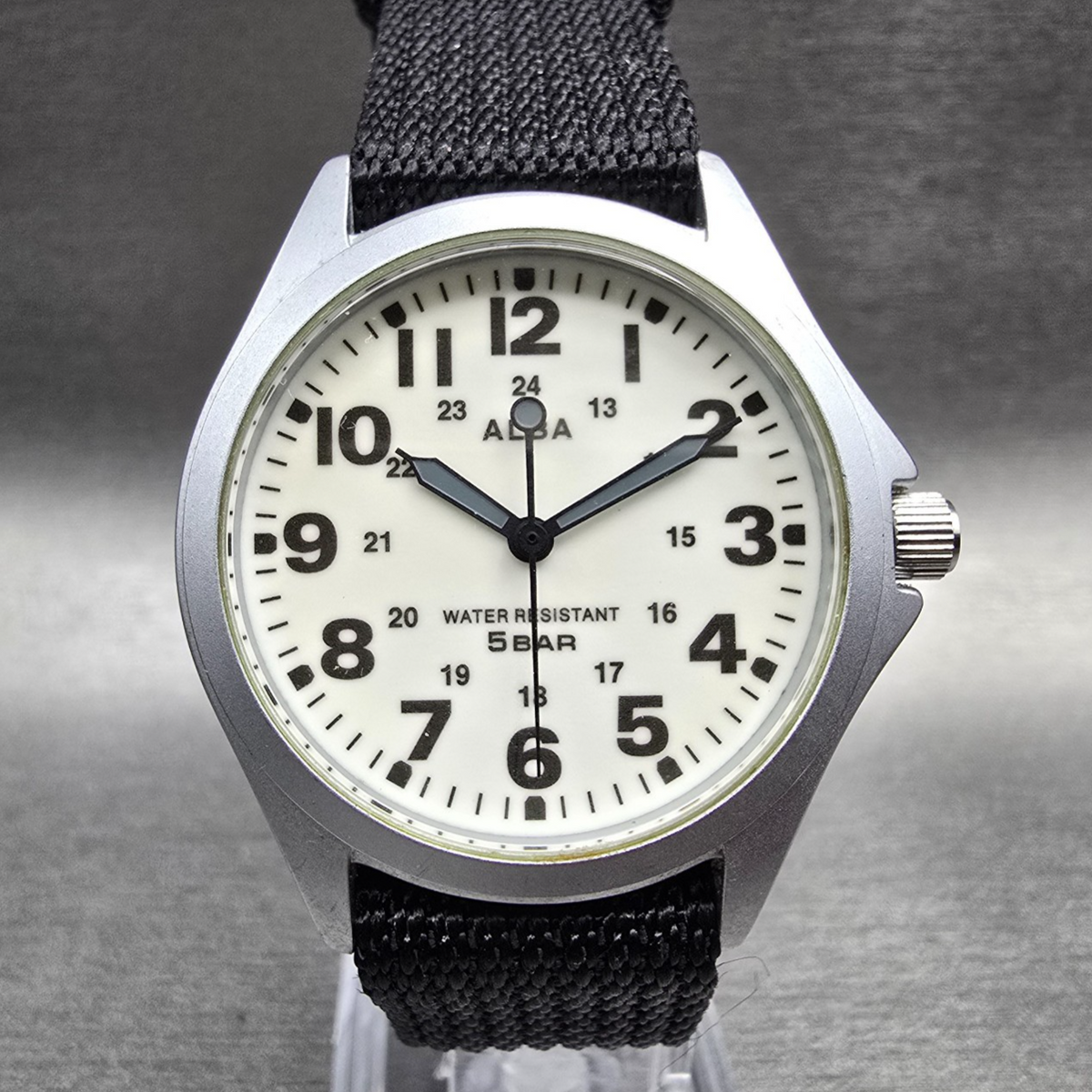 Seiko Alba Watch Men 36mm Luminous Dial Silver Tone Round VJ21-KP20 New Battery0