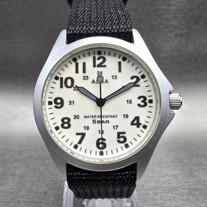 Seiko Alba Watch Men 36mm Luminous Dial Silver Tone Round VJ21-KP20 New Battery0