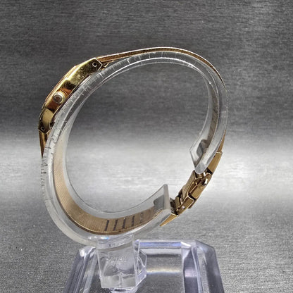 Seiko Womens Watch 17mm Champagne Dial Gold Tone Oval 2P20-5H39 New Battery6