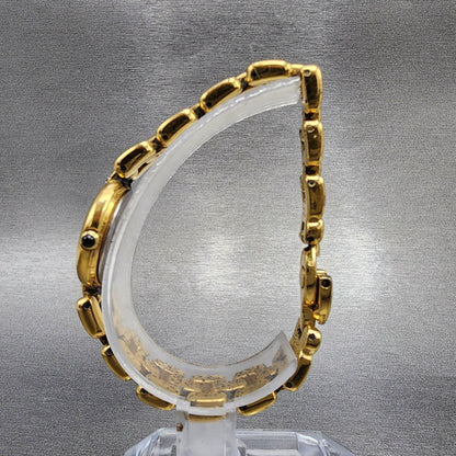 Seiko Watch Women 20mm Gold Dial Gold Tone Diamond Round 1N00-1C99 New Batt VTG