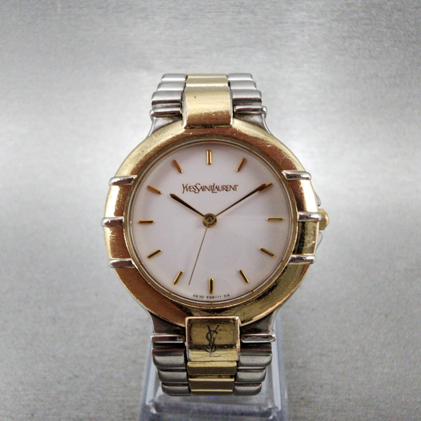 Yves Saint Laurent Watch Women 29mm White Dial Two Tone 4630E63450 New Battery0
