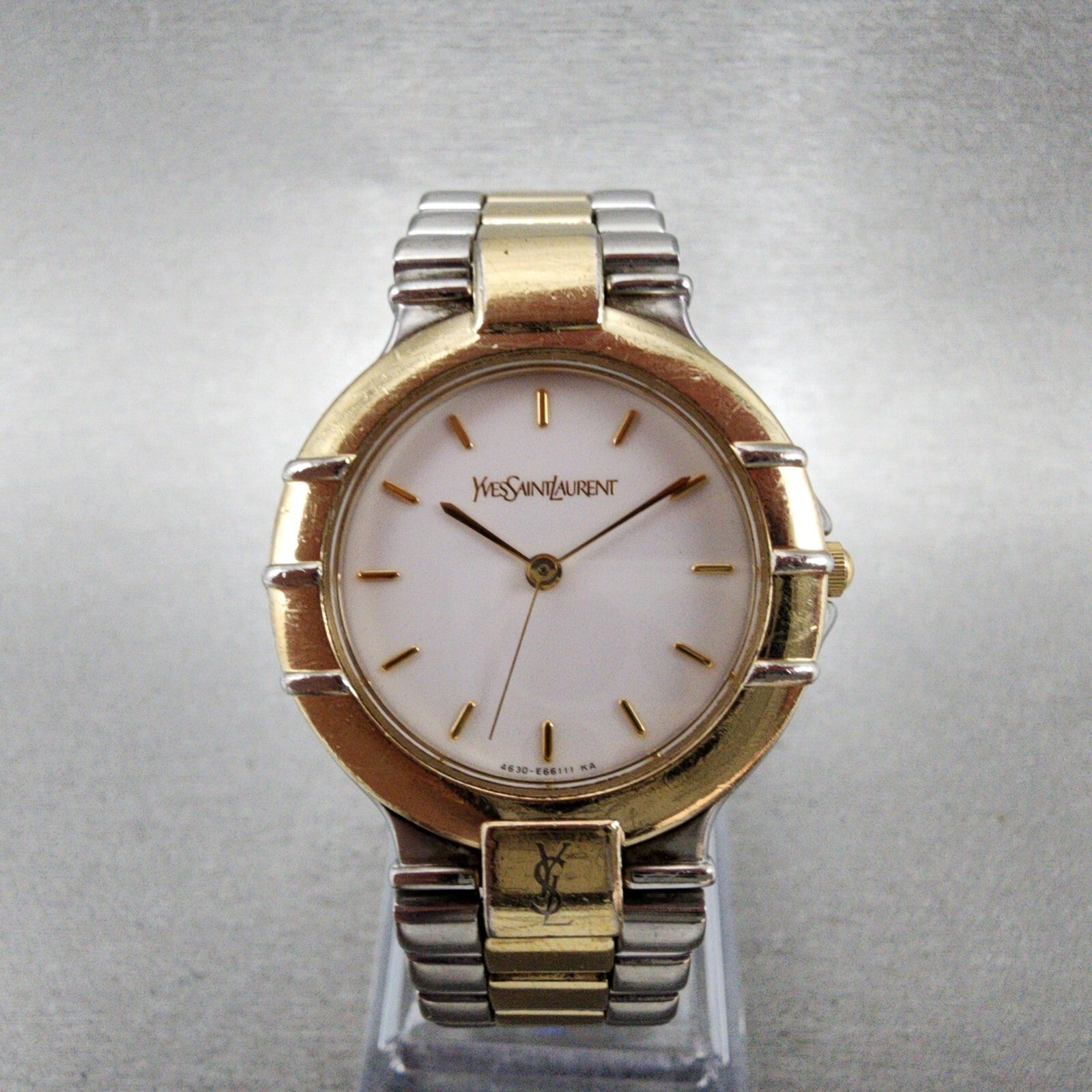 Yves Saint Laurent Watch Women 29mm White Dial Two Tone 4630E63450 New Battery0