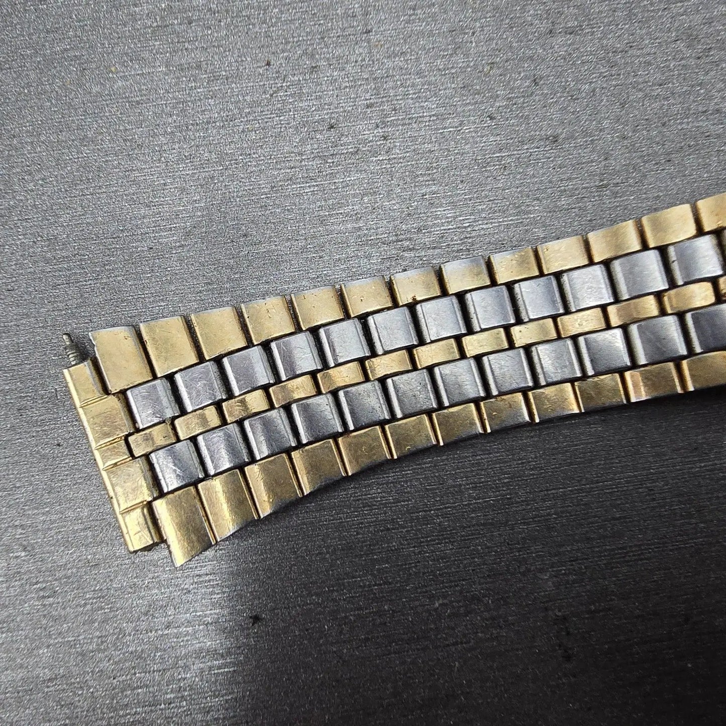 Seiko SQ Bracelet 17mm Stainless Steel Two Tone Tri Folding Clasp VTG Japan B2745