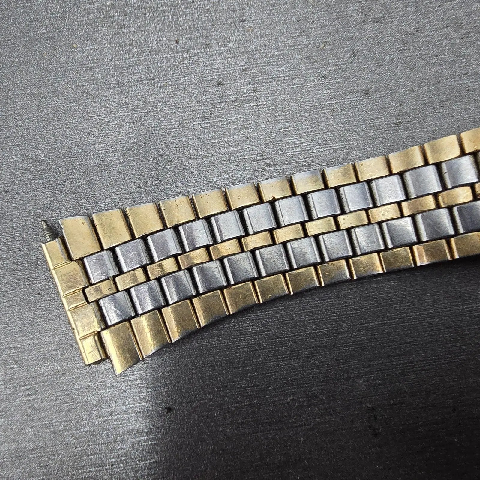 Seiko SQ Bracelet 17mm Stainless Steel Two Tone Tri Folding Clasp VTG Japan B2745
