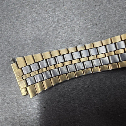 Seiko SQ Bracelet 17mm Stainless Steel Two Tone Tri Folding Clasp VTG Japan B2745